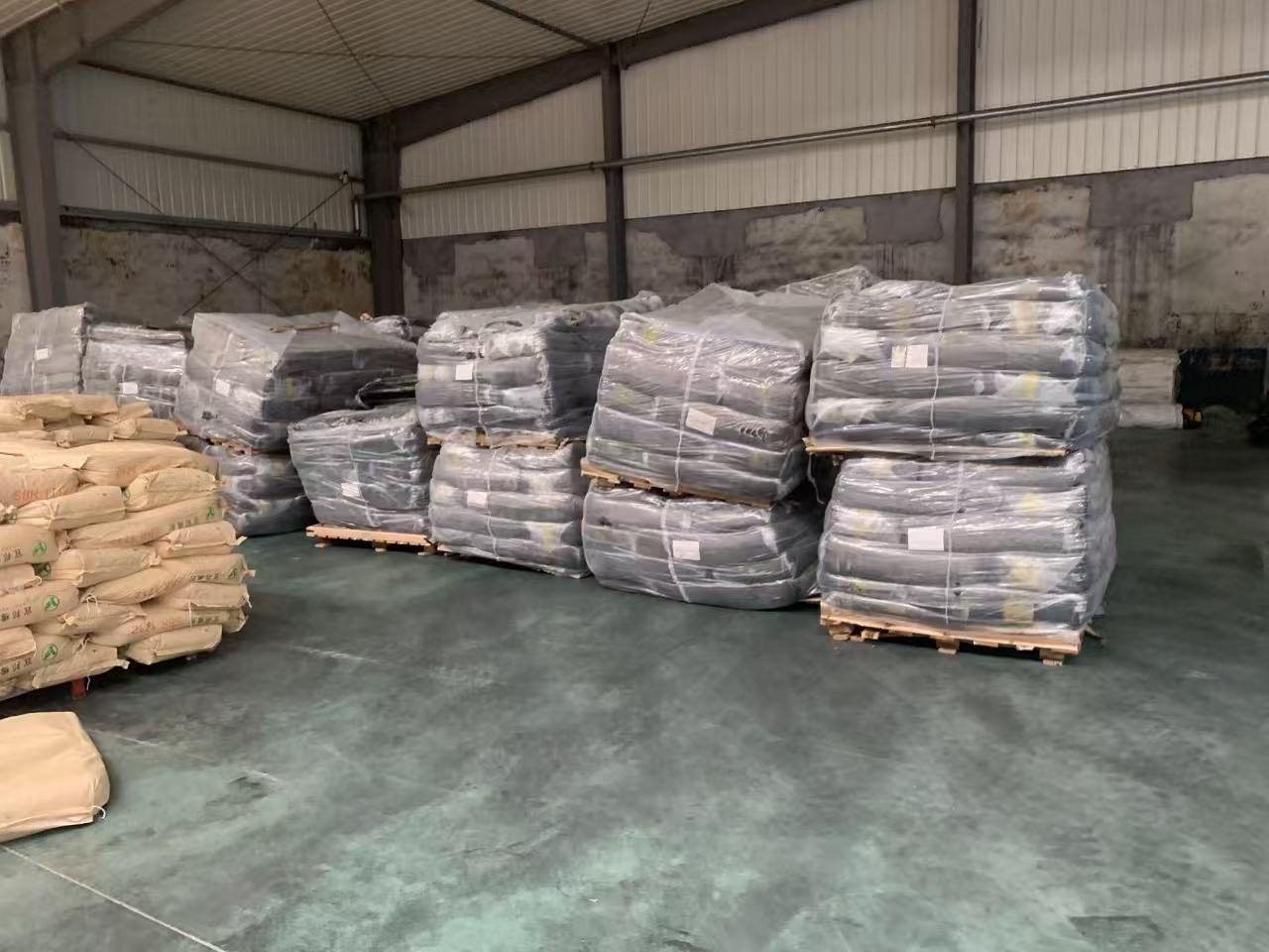 Materials palletized in warehouse